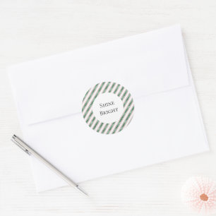 Roze Groen Glitter Strepen Ronde Sticker