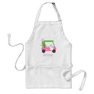 Roze & Groen Golf Monogram gepersonaliseerd Apron Standaard Schort