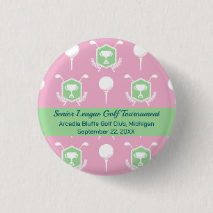 Roze & Groen - Golfcompetitie Feestartikel Knoop Ronde Button 3,2 Cm