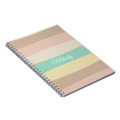 Roze Groen Goud Custom Zomer Kleur Block Stripes Notitieboek (Rechterzijde)