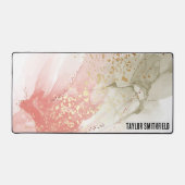 Roze Groen Goud Waterverf Paint Aangepaste naam Bureaumat (Voorkant)