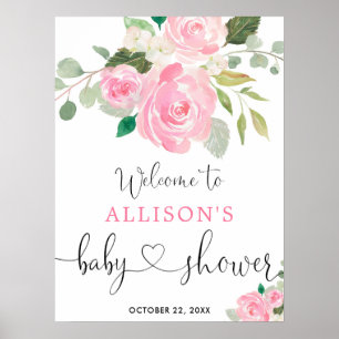 Roze groen meisje baby shower welkom bord poster