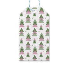 Roze & Groen Modern Kerstcadeau Label