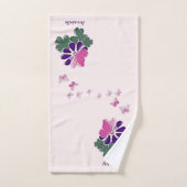 Roze Groen Paars Bloem Vlinder Doodle Naam Bad Handdoek (Handdoek)