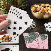 Roze Groen Palmblad Gepersonaliseerde Bruiloft Ini Pokerkaarten (Insitu)