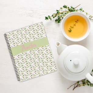 Roze groen patroon waterverf bloemnotitieboek notitieboek