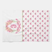 Roze & Groen Pickleball Paddle Monogram Crest Theedoek (Horizontaal)