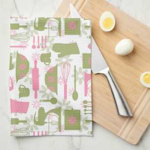Roze Groen Retro Bakken Theedoek