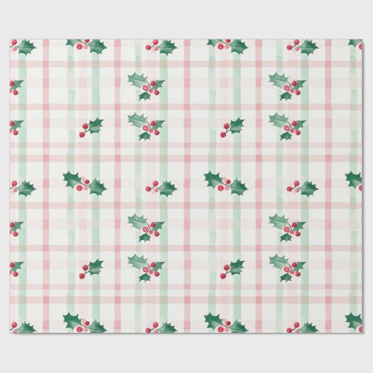 Roze Groen Retro Kerstverpakking Papier (Vlak)