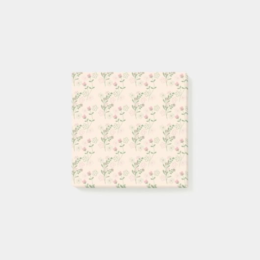 Roze Groen Retro Y2K 70s Bloempatroon Post-it® Notes (Voorkant)