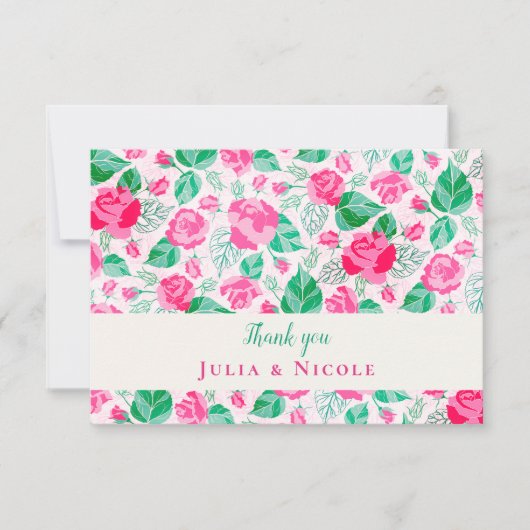 Roze Groen Roos bloemblaadjes bloementuin bruiloft (Voorkant)