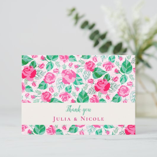 Roze Groen Roos bloemblaadjes bloementuin bruiloft (Staand voorkant)