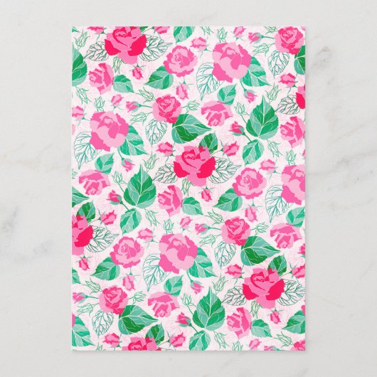 Roze Groen Roos bloemblaadjes bloementuin bruiloft Menu (Achterkant)