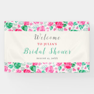 Roze Groen Roos bloemblaadjes bloementuin bruiloft Spandoek