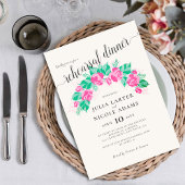 Roze Groen Roos Bloemen Tuin repetitie Diner Kaart