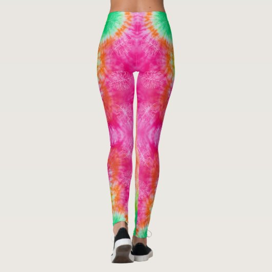 Roze & groen Stropdas en kleurstof Leggings (Achterkant)