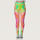 Roze & groen Stropdas en kleurstof Leggings (Voorkant)