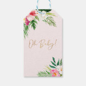 Roze groen tropisch Baby shower Cadeaulabel (Achterkant)