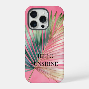 Roze Groen Tropisch blad iPhone 15 Pro Hoesje
