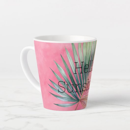 Roze Groen Tropisch blad Latte Mok (Linkerhoek)