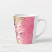 Roze Groen Tropisch blad Latte Mok (Rechts)