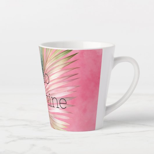 Roze Groen Tropisch blad Latte Mok (Rechts)