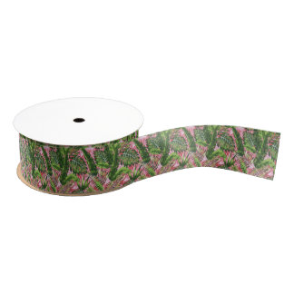 Roze groen tropisch Oerwoud botanisch Grosgrain Lint