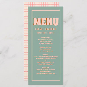 Roze Groen Vet Groovy Typografie Bruiloft Menu
