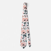 Roze groen Waterverf bloemmotief Stropdas (Voorkant)