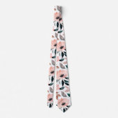 Roze groen Waterverf bloemmotief Stropdas (Achterkant)