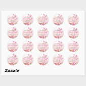 Roze Groen Wit Abstract Bloemen Snoep Buffet Ronde Sticker (Vel)