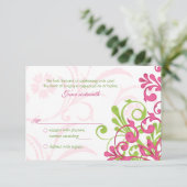 Roze Groen Witte Abstracte Bloem Bruiloft RSVP Kaa (Staand voorkant)