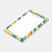 Roze groene aangepaste grafische kaart op maat post-it® notes (Schuin)