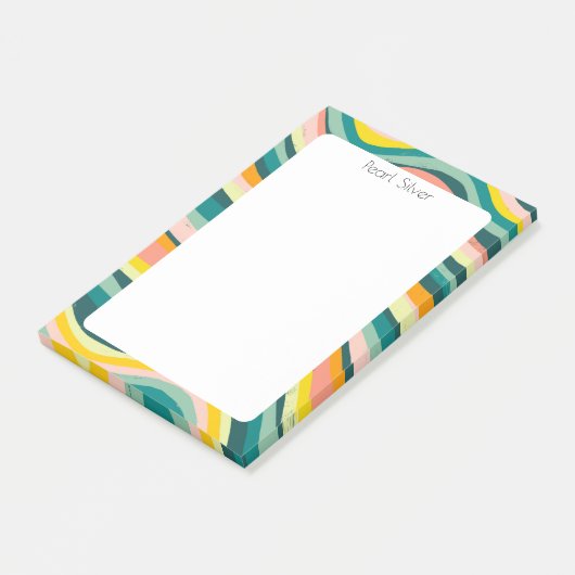 Roze groene aangepaste grafische kaart op maat post-it® notes (Schuin)