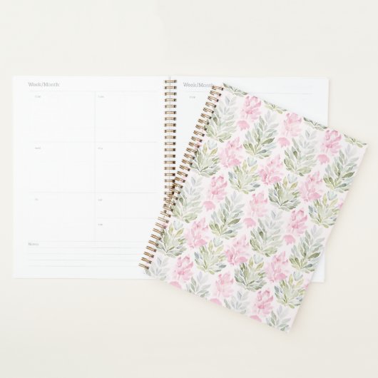 Roze Groene Abstracte Bloem Planner (Display)