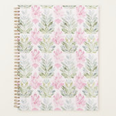 Roze Groene Abstracte Bloem Planner (Voorkant)