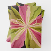 Roze groene anthracite Fantasy Flower Fractal Art Inpakpapier Vel (In situ)