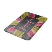 Roze groene anthracite Fantasy Flower Fractal Name Badmat (Gekanteld)