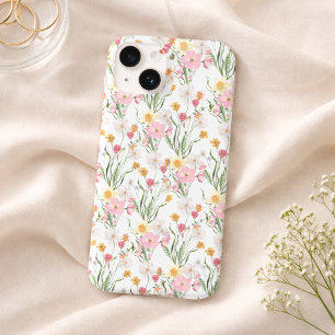 Roze Groene Aquarel Wilde Bloem Case-Mate iPhone 14 Hoesje