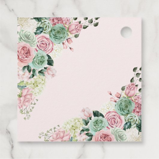 Roze & Groene betoverde tuin Bedankjes Labels (Achterkant)