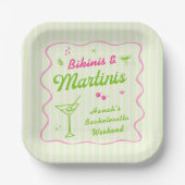 Roze & Groene Bikinibroeken en Martins Bach-feestj Papieren Bordje (Voorkant)