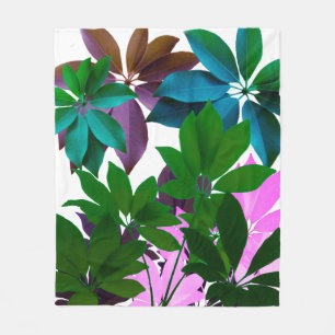 Roze & groene bladeren kunst fleece deken