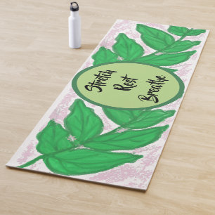 Roze Groene Bladeren Strekken Rust Ademen Yogamat