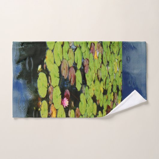 Roze groene blauwe bloem Fotoventilator in regen Bad Handdoek (Handdoek)