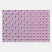 Roze Groene Blauwe Bloemen Verjaardag Bruidsfeest Inpakpapier Vel (Voorkant)