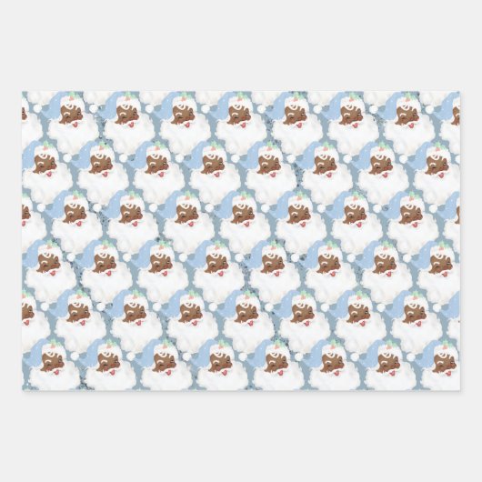 Roze groene blauwe kerstcadeaus voor kerstmis met inpakpapier vel (Voorkant 3)