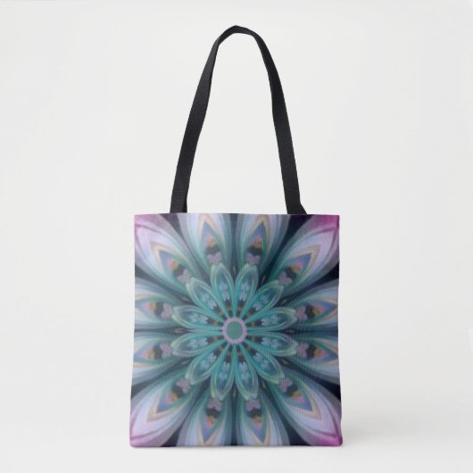 Roze & Groene Bloem Mandala Tas (Voorkant)