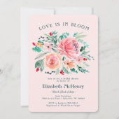 Roze groene bloemen Bridal Shower Uitnodiging (Voorkant)