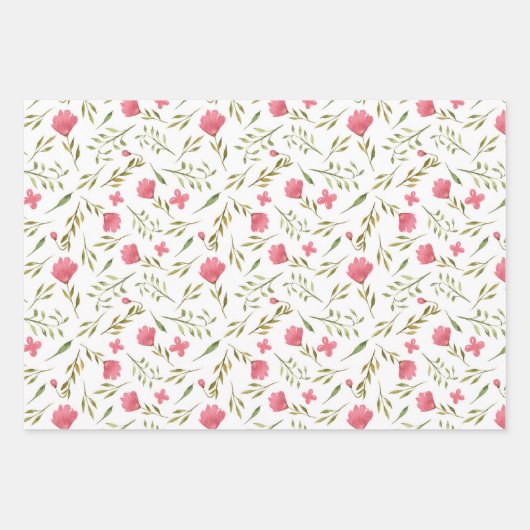 Roze groene bloemen Feminine Wrapping Paper (Voorkant 2)
