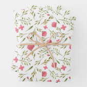 Roze groene bloemen Feminine Wrapping Paper (In situ)
